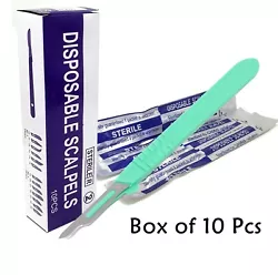 ITEM: 10 DISPOSABLE STERILE SURGICAL SCALPELS #15 WITH PLASTIC HANDLE. Easy to maneuver allowing you to work for...
