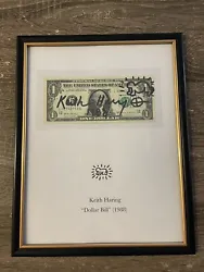 Keith Haring inspired Framed Drawing on $1 Dollar Bill Pop Art SAMO Vintage. Real drawing on a $1 dollar bill, 8x11...