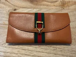 GUCCI Old Gucci Long wallet Leather Green/Red Vintage