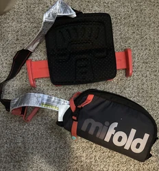 Mifold Grab and Go Portable Compact Car Booster Seat Red & Gray 40 - 100 lbs.