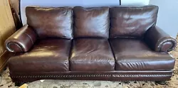 Recent Bernhardt Furniture brown leather nailhead sofa.  It looks like it was never sat in.Retails new for...