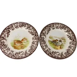 Lot of 2 Spode Woodland Series Salad plates, one with quail and one with Pintail Ducks, they are without damage and...