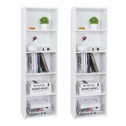 Straight back allows you to place bookcase neatly against a wall,durable wide base and construction. 2 x 5-Tier...