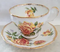 Royal Standard Romany Rose Bone China Teacup & Saucer - England.  The set is in excellent condition, no chips or cracks.