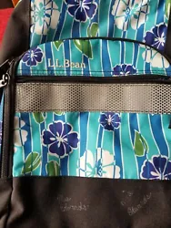 LL Bean Womens Girls Backpack Floral Teal Blue. Condition is 