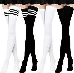 Material: our thigh high socks are made of 80% cotton and 20% spandex, soft to touch, skin-friendly and comfortable,...