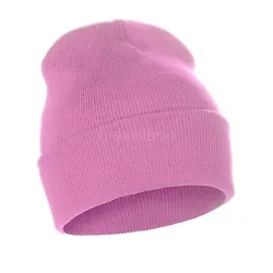 Stretchy, one size fits all ski cap. Fold over cuff. Double layer knit. Unfolded length 12