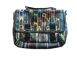 EUC L.A.M.B by Gwen Stefani Paint Drip Messenger Bag Leather And PVC. EUC Leather and PVC L.A.M.B Gwen Stefani...