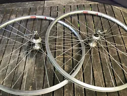 Good working condition, rims are straight, bearings spin good but may need grease. Front 995 grams, 100mm. Rear 1550...