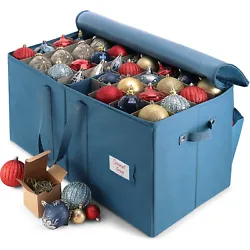 Christmas Ornament Storage Box Container Fits up to 128 with Adjustable Dividers.