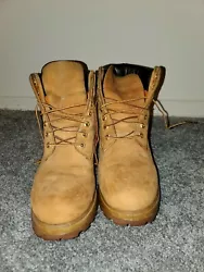 Timberland Premium 10061 6-Inch Wheat Nubuck Boot Mens size 9.5.. in decent condition, there are black scuff marks...