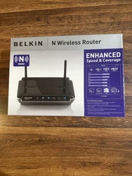 This Belkin router comes in its original packaging and has never been used. With a maximum LAN and wireless data rate...
