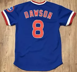 Andre Dawson Mitchell & Ness 1987 Blue Chicago Cubs Blue Jersey Size 40 Medium. Cubs patch in the left sleeve....