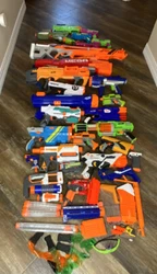 HUGE Nerf Gun & Other Brands Lot + Accessories Bundle. The guns that are named are as follows: Nerf AccuStrike...