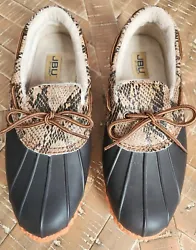 * Pre-owned   JBU by Jambu Gwen Duck Rain Shoes Snake Print / Orange in Womens Size 10