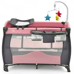 The multifunctional baby Playard combines a bassinet bed, diaper table, and activity center. The diaper table,...