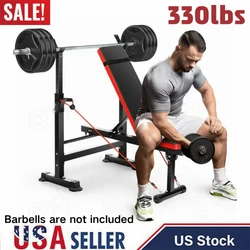 [V 💪 【 Effective coach] 】 - Powerful 6 -in -1 bench press and shelf setting barbells and dumbbells. v 🙌...