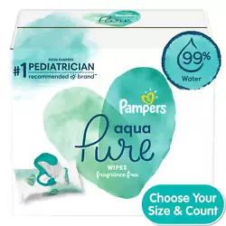 Our simplest formula, Pampers Aqua Pure baby wipes are made with 99% pure water. For healthy skin, use Pampers Aqua...