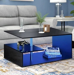 LED Coffee Table Modern Luxury Black Or White 3 Tier Shaped Open Storage Shelf. Super cool coffee table In black or...