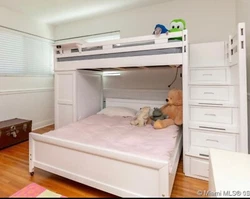 bunk beds twin over full wood. Full mattress only. Used.