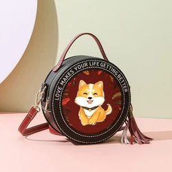 Ladies Exquisite Cute Brown Round Tote Backpack Messenger Bag.
