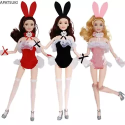 Bunny Girl Fashion Doll Clothes For Barbie Doll Outfits Clothing Lace Bodysuit Headwear Socks 1/6 Dolls Accessories...