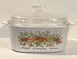 Corningware Spice of Life A-5-B LEchalote La Marjolaine Le Romarin 5-Qt Casserole Dish with Glass Lid. The glossy...