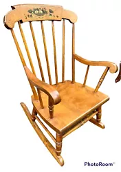 Vintage S Bent & Bros Colonial Child Rocking Chair Solid Wood Rocker Spindles. Nice condition with some surface...