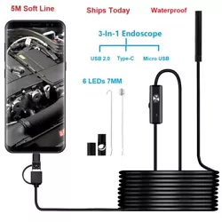 1 5M Long Endoscope. 【Support System】 ①Support phone: Only Android. T YPE-C interface----For Android smartphone....