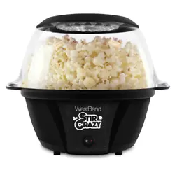 This electric popcorn popper provides heat-resistant handles for improved safety and convenience. A motorized stir rod...