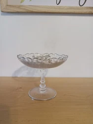 glass candy dish with silver flower inlays / silver rim. this is truely a beautiful dish in new condition all the...