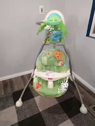 Vintage 2006 Fisher Price Rainforest Cradle Baby Swing seat rotates to swing side to side or forward to backward seat...
