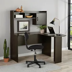 The Mainstays L-Desk with Hutch allows for maximum use of space in your room. Place your laptop on the desktop surface...
