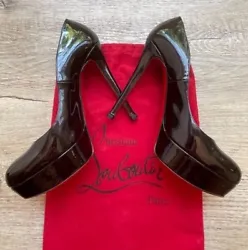 AUTHENTIC Christian Louboutin Bianca Heels, Paten Leather Black (size 7.5/38.5). Soles & heels have been...