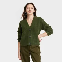 •Universal Thread solid-color cashmere-like cardigan •Waffle-knit pattern and ribbed edges •V-neckline with...
