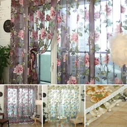 Short Sheer Curtains Kitchen Cafe Small Net Voile Window Drapes Weave Tier Tulle. Floral Tulle Window Curtain Sheer...