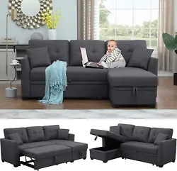 Upholstered in cozy fabric and filled with foam cushions, the L-shaped sectional sofa adds functionality with its...