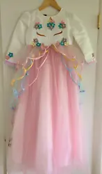 THIS IS A BEAUTIFUL Girls DYMCII Pink Party Dress Gown Stones Ruffle Full Zip 8/10 Lined Tule Appliques. This item is...