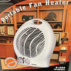 Optimus H-1322 Portable Fan Heater Thermostat 2 Heat Settings.