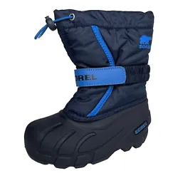 Sorel Toddler Boys Flurry Winter Snow Boots Size 8-10. Black / Navy Blue Insulated & Waterproof. Waterproof thermal...