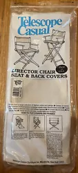 Telescope Casual Director Chair Seat and Back Covers White. Condition is Used. Shipped with USPS Priority Mail.