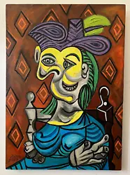 PABLO PICASSO. IT IS A HANDMADE PAINTING AND NOT A PRINT NOR LITHOGRAPH OF ANY KIND.