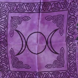 Purple & Black Triple Moon Altar Cloth 18