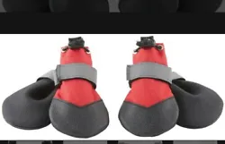 NEW FRISCO DOG All Weather Boots Booties 4 in a Pack Size 4 Snow Ice Rain Shoes. Red and Black Washable