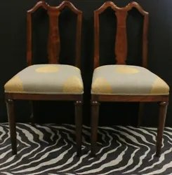 With Gilt Acorn Damask Seat Cushions. Pair of Mahogany Side Chairs. Very nice condition. Free Local Pick-up.