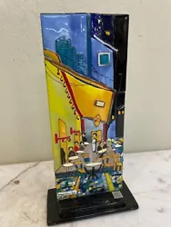 Unique limited edition mosaic glass vase, numbered, 21/200, after Van Gogh, signed, made in Italy. 14.5