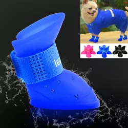 Type:Waterproof Dog Shoes Non-slip Dog Rain Boots Material:environmental PVC rubber 3 Colors:Black /Blue/Pink Features:...