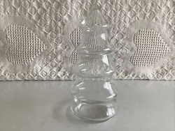 Vintage Clear Glass 2 piece 8 5/8” Christmas Tree Canister Candy Apothecary Jar. This is in excellent condition and...