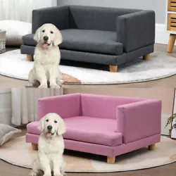 Stable Dog Couch Bed: The wooden legs of this dog sofa with an anti-slip design add stability and sturdiness to the...