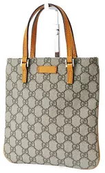 GUCCI Tote Bag Mini. PVC Canvas and leather. PVC has discoloration, wear and rubbing. Brown and Orange. Rubbing and...